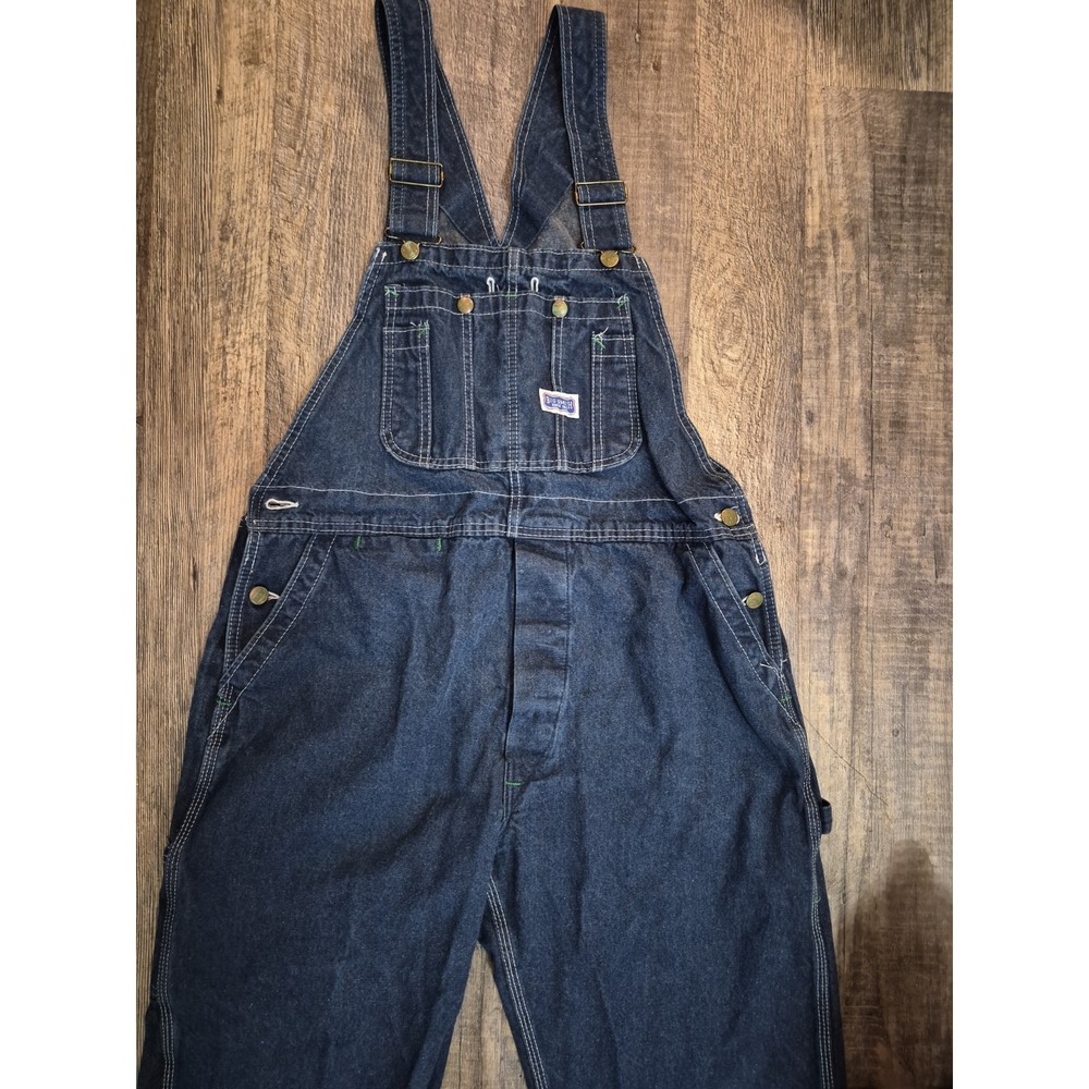 Big Smith Bib Overalls Mens 38x30 Blue Farmer Carpenter Work Denim Jeans - Picture 2 of 9